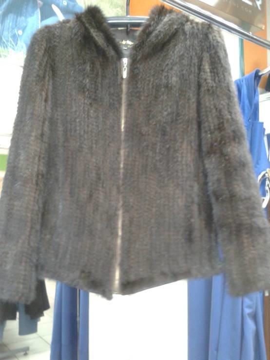 Полушубок-куртка капюшоном из вязаной норки., photo number 17