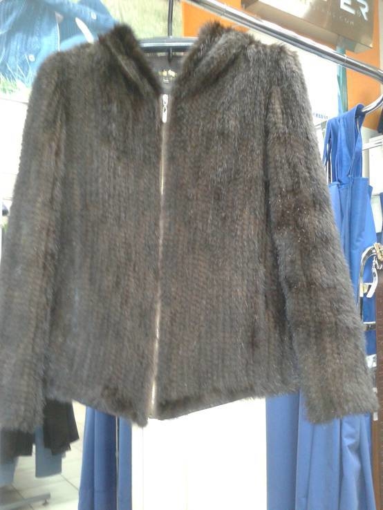 Полушубок-куртка капюшоном из вязаной норки., photo number 18