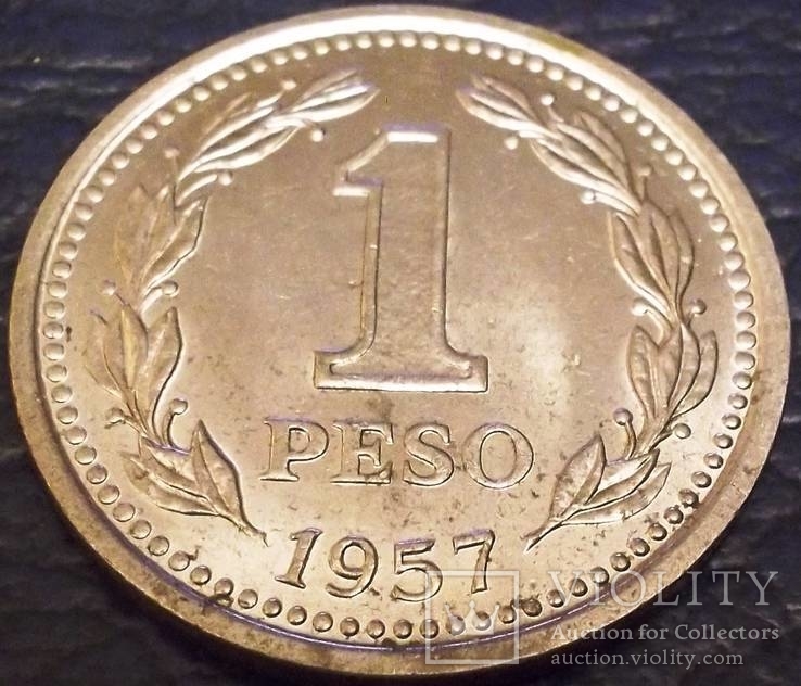 1 песо 1957.Аргентина, фото №2