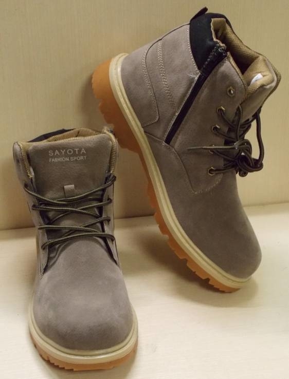 0117 Мужские ботинке Soyota на шнурках, цвет серый. Эко Нубук 44 размер 28 см стелька, photo number 4