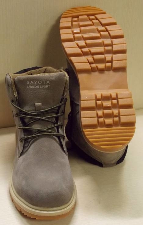 0117 Мужские ботинке Soyota на шнурках, цвет серый. Эко Нубук 44 размер 28 см стелька, фото №7