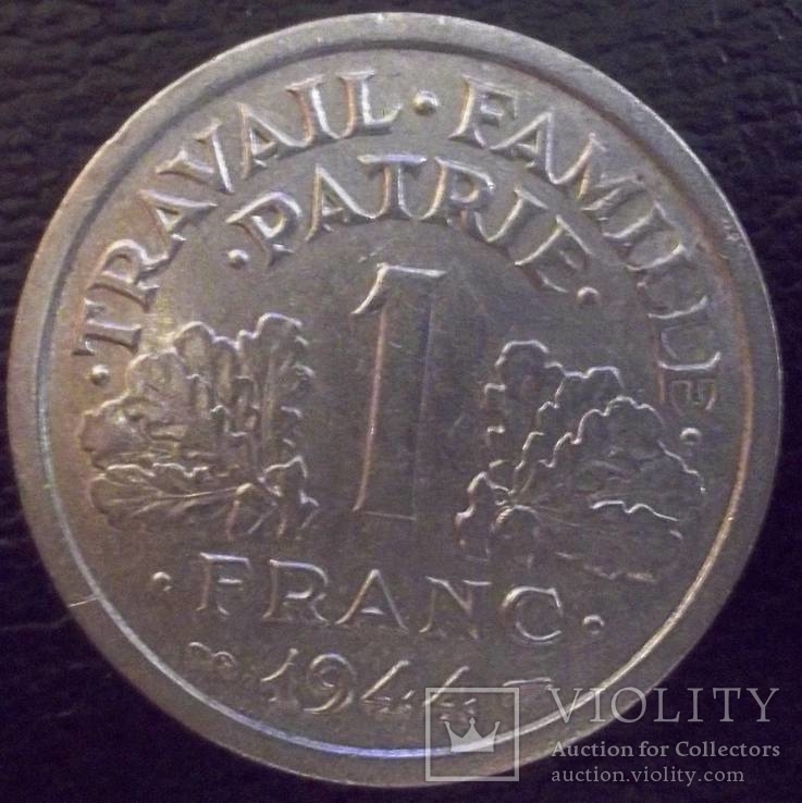 1 франк 1944 року Франція Віши (у складі ІІІ Рейху), фото №2