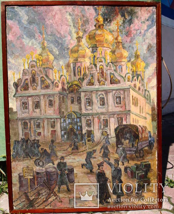 Картина, холст маслом  "Немецкие солдаты тушат Православный храм.", фото №8