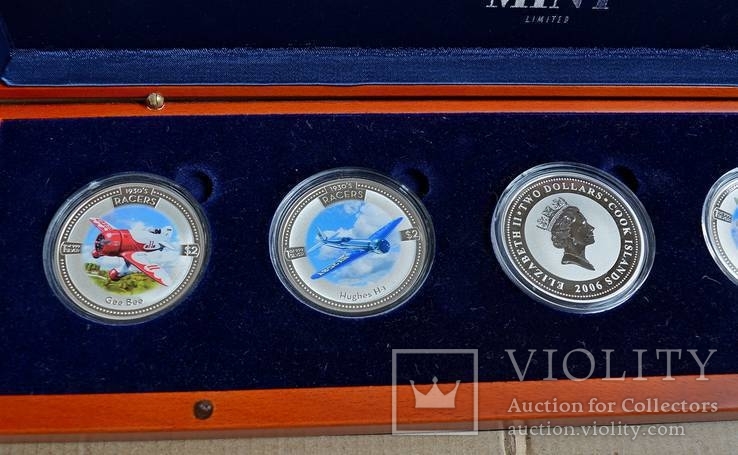 Гоночные самолёты 1930-ых годов. Набор серебренных монет - 5 унций, Ag .999, фото №4