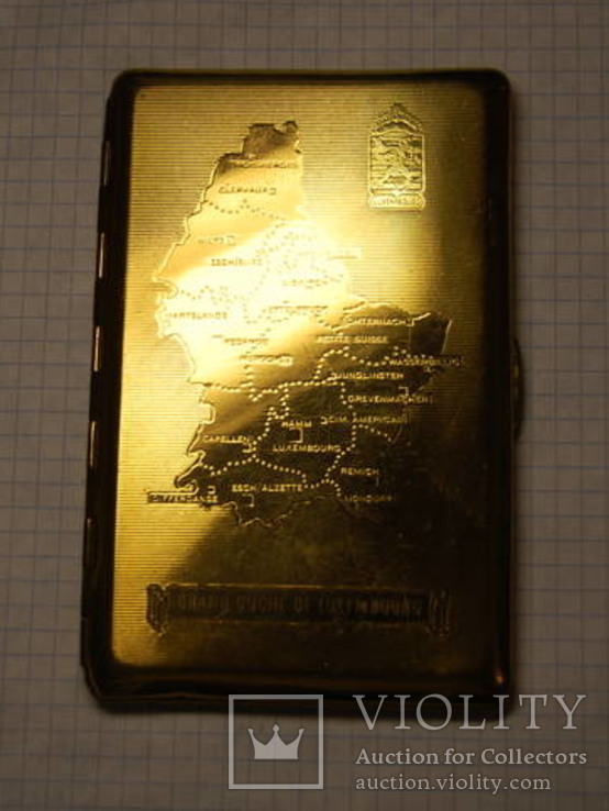 Портсигар карта Люксембурга 13х8,5см. Под золото, фото №2