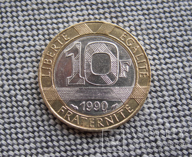 Франция 10 франков 1990, фото №2