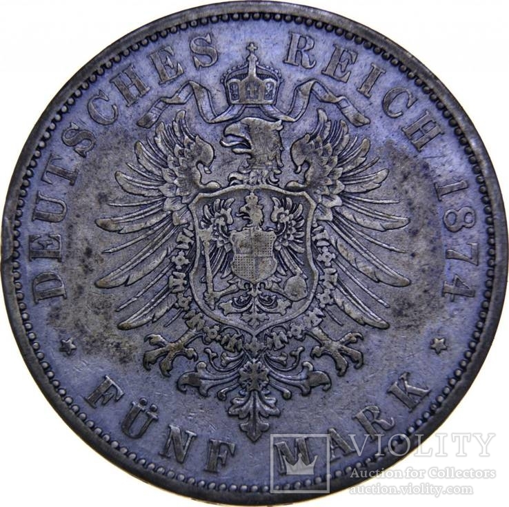 Пруссия 5 марок 1874 год, фото №3