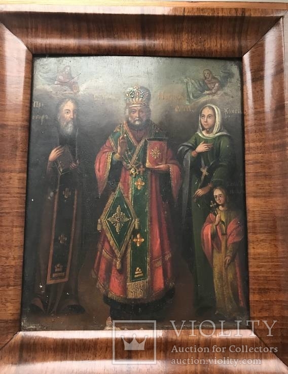 Икона святой Николай чудотворец в киоте, фото №4