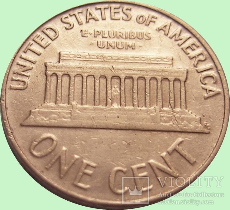 15.США 1 цент, 1961 г., Lincoln Cent  Отметка мондвора: "D" - Денвер, фото №3