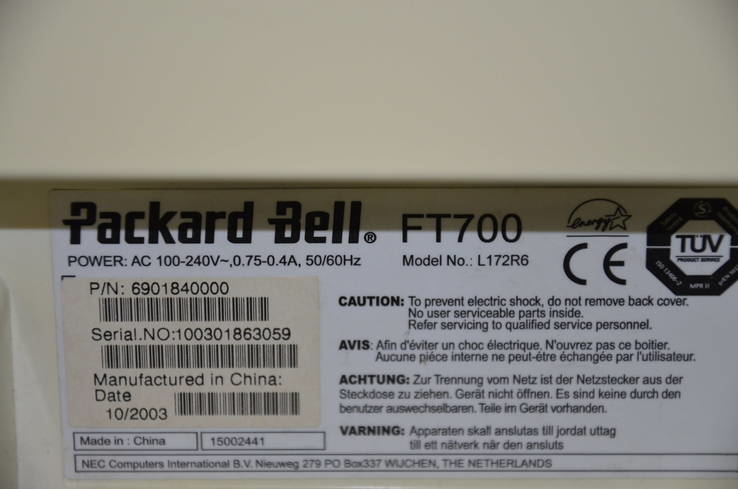 Монитор Packard Bell FT700, photo number 8