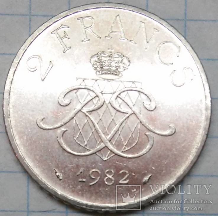 Монако 2 франка 1982, фото №2