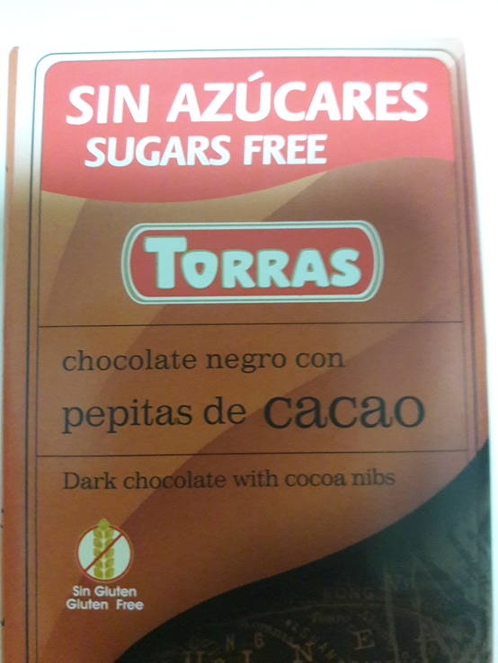 Шоколад без сахара Torras черный с дробленным какао Испания 75г, фото №6