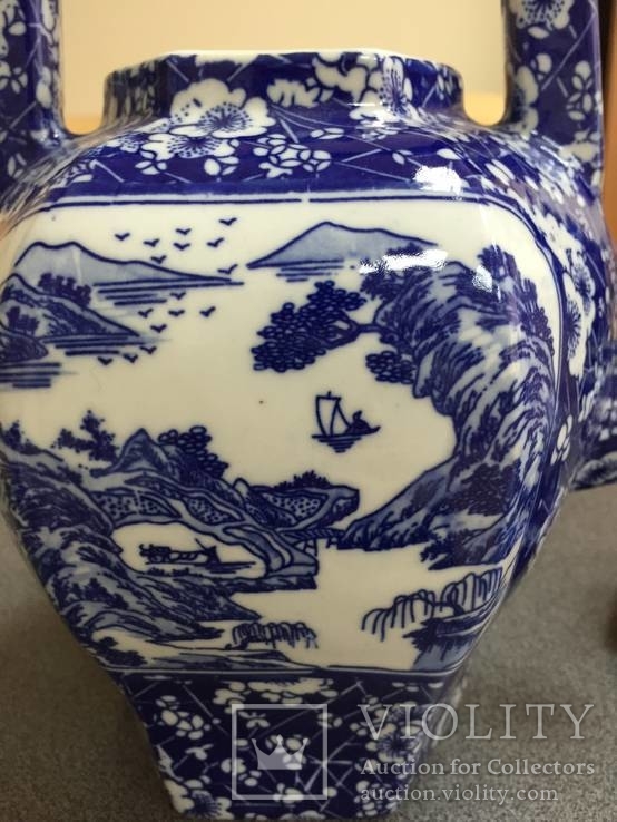 Фарфоровый кобальтовый чайник, Китай, ручная роспись., фото №4