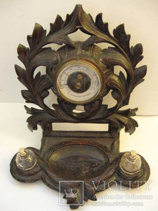 Барометр XIX века из массива дуба - Письменный прибор (Российская Империя), фото №2