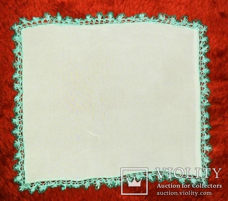 Шелковый носовой платочек ручная работа 0,24мх0,20м 1950-е года, фото №2