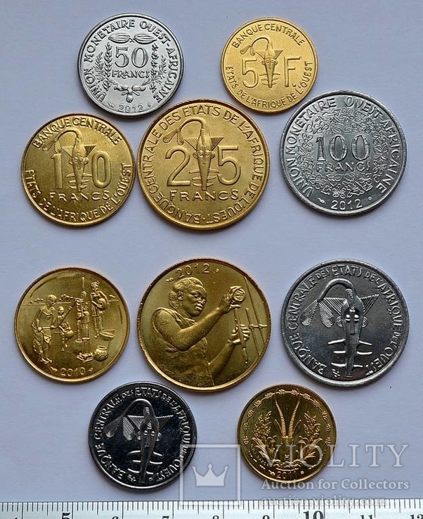 Западная Африка,набор монет, 5 шт, анц
