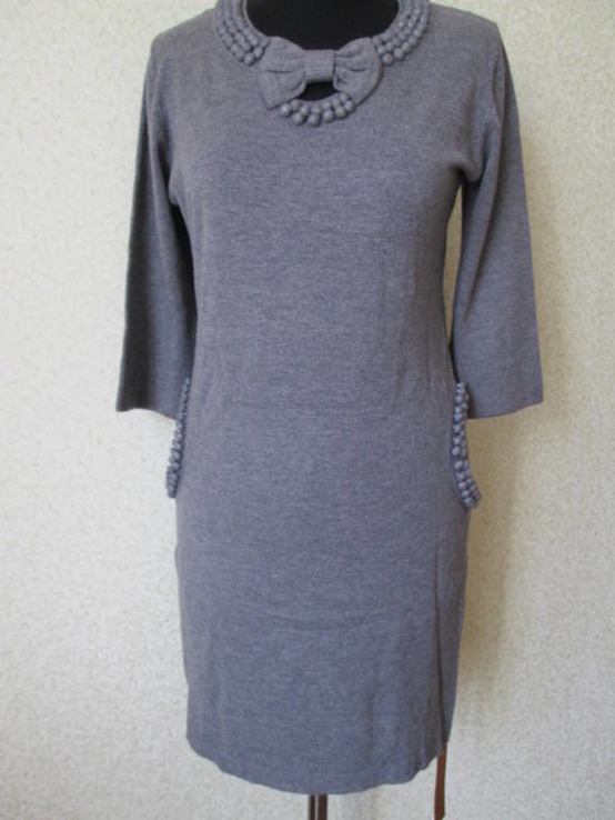 Платье серое трикотажное тёплое мини рукав 3/4 Туника женская р S- M, photo number 10