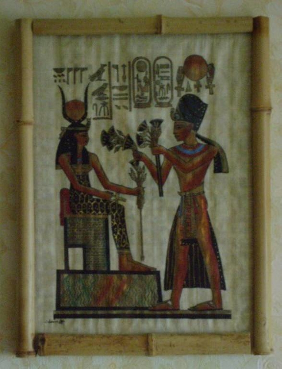 Картина натуральный папирус в бамбуковой рамке, фото №11