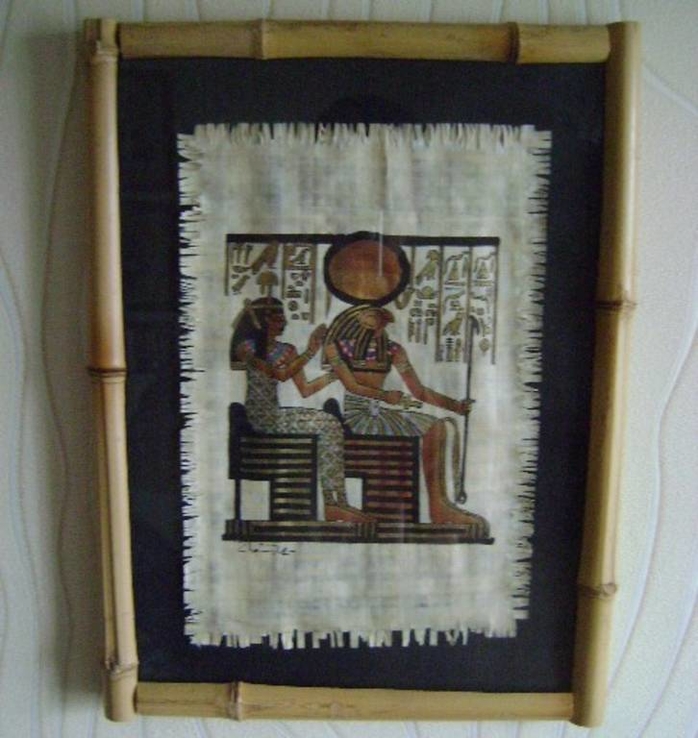 Картина натуральный папирус в бамбуковой рамке, фото №3