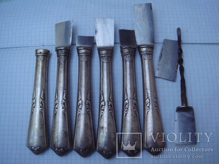 Ручки для ножей, комплект, 6 шт, серебро, фото №2