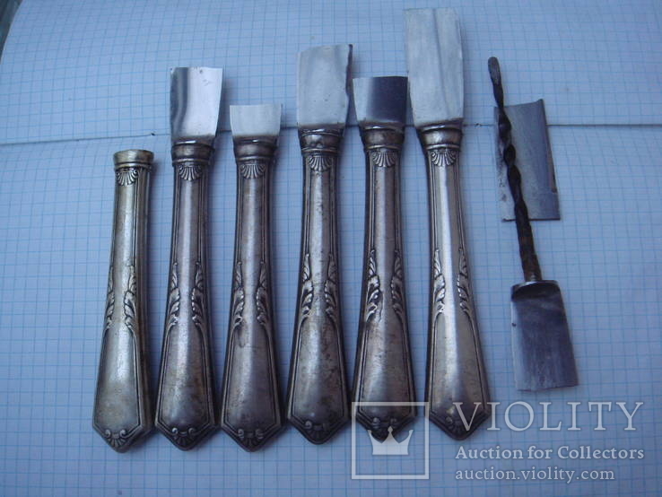 Ручки для ножей, комплект, 6 шт, серебро, фото №4