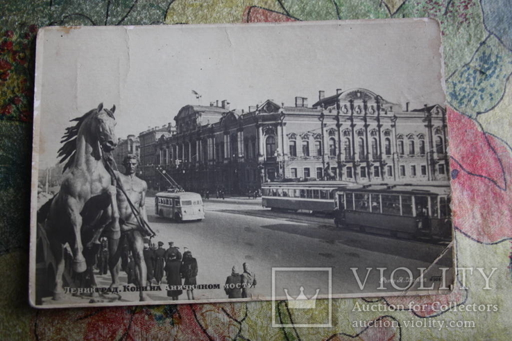 Ленинград Аничков мост 1940 е послана в Болехов. штамп, фото №2