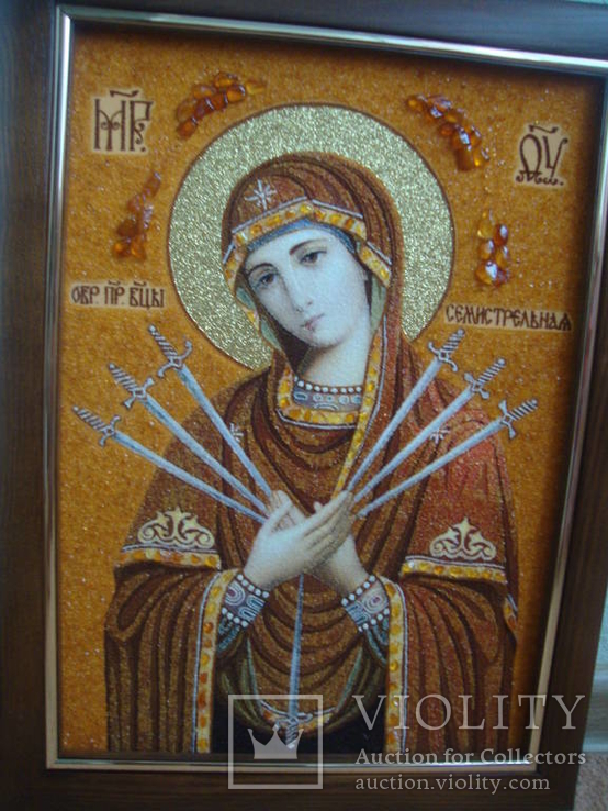 Икона из янтаря Божией Матери Семистрельная, фото №3