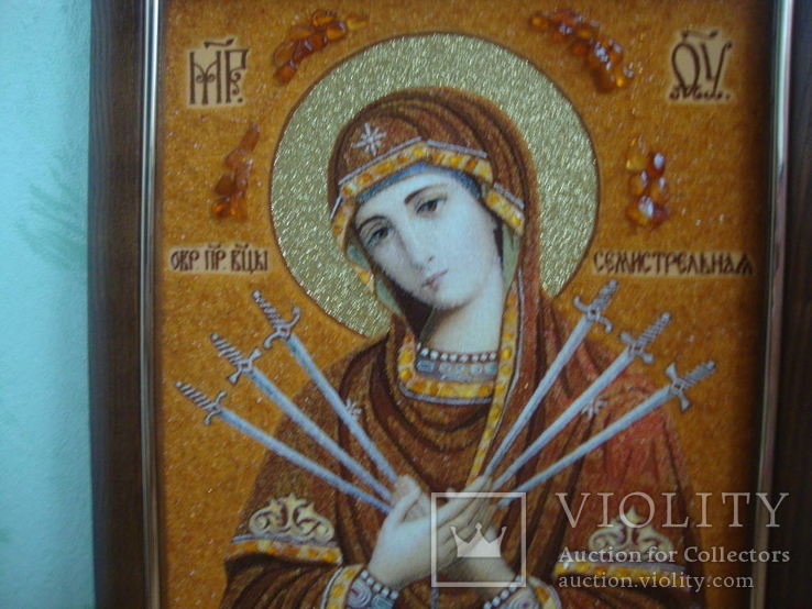 Икона из янтаря Божией Матери Семистрельная, фото №4