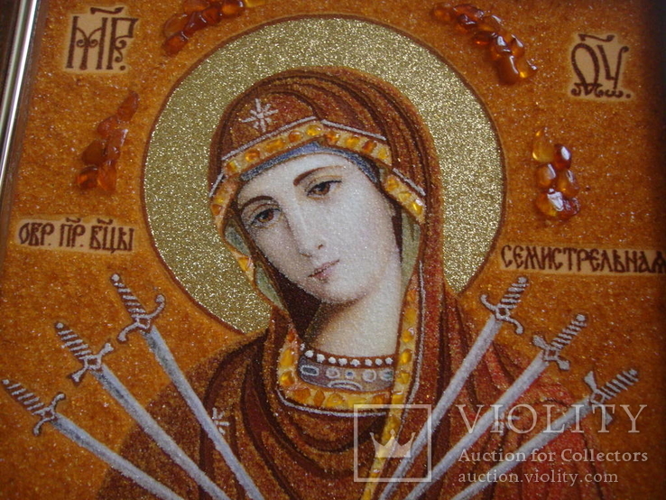 Икона из янтаря Божией Матери Семистрельная, фото №8