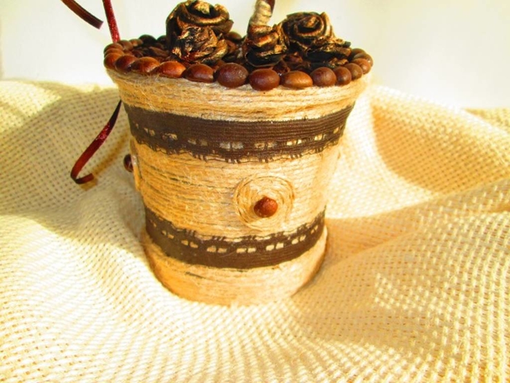 Кофейный топиарий "Достаток". Денежное дерево Подарок, сувенир,декор, фото №4
