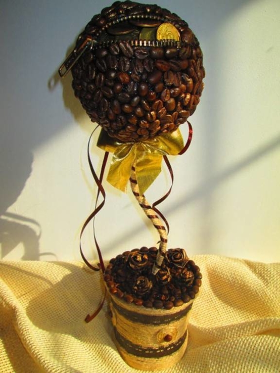 Кофейный топиарий "Достаток". Денежное дерево Подарок, сувенир,декор, фото №5