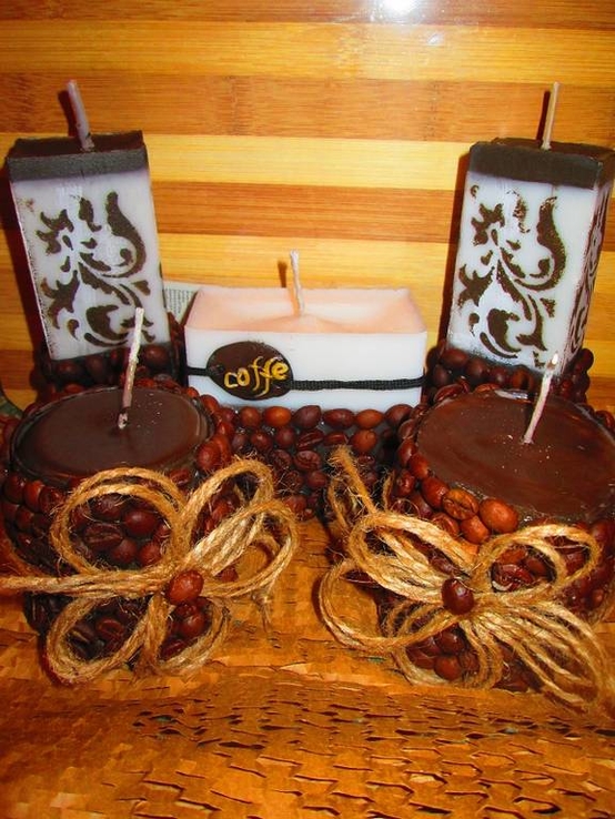 Кофейные свечи сувенир, подарок, декор из зерен кофе, фото №4