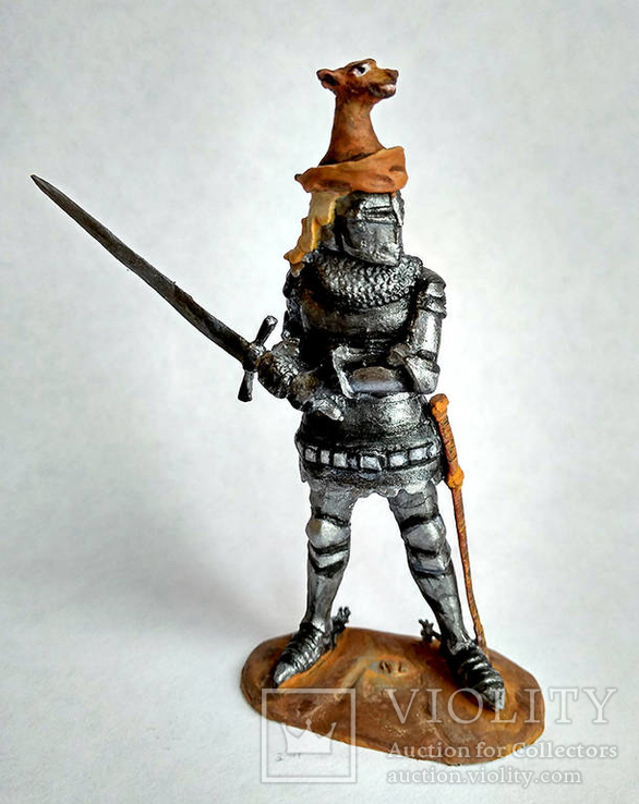 Оловянный солдатик миниатюра рыцарь сэр Джон де Фоксли, 1378 г. 1/32, ручная раскраска, фото №3