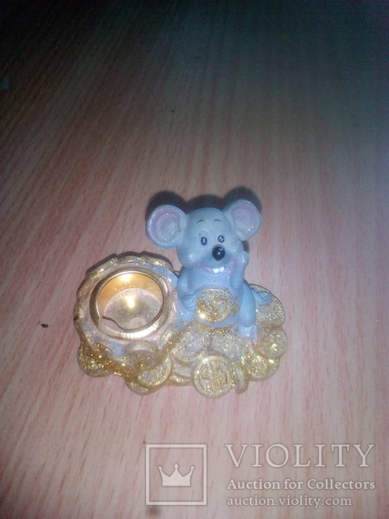 Фигурка мишонка с подставкой для маленькой свечи