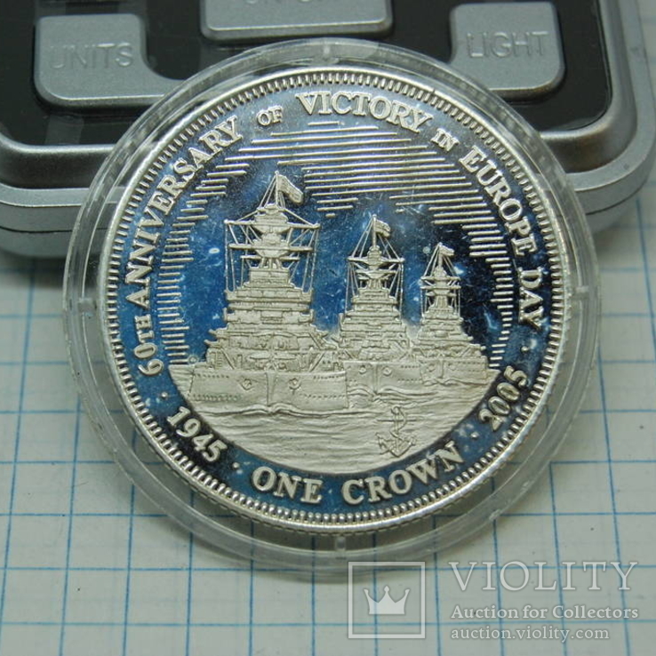 2005 Тристан да Куньа Tristan da Cunha. 1 крона. Корабль. флот. серебро 25,30гр, фото №2