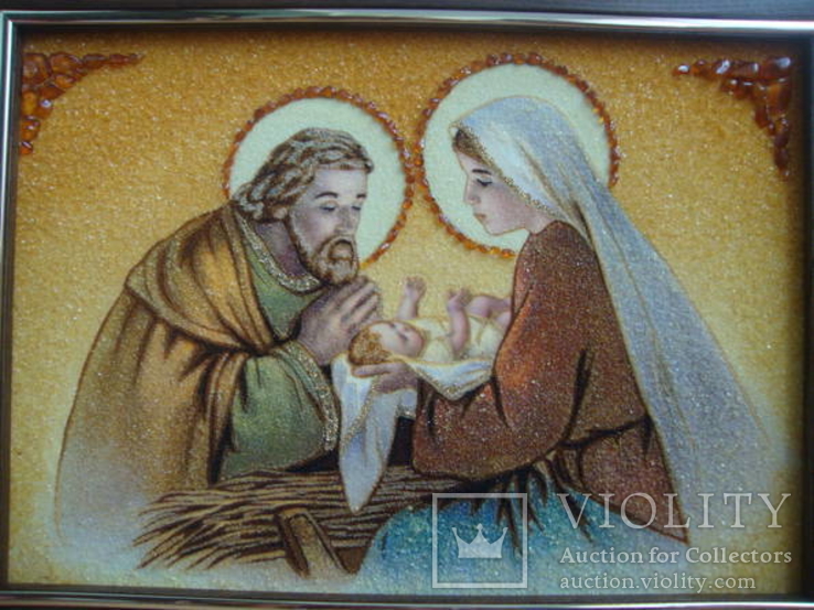 Икона из янтаря Святая семья, фото №2