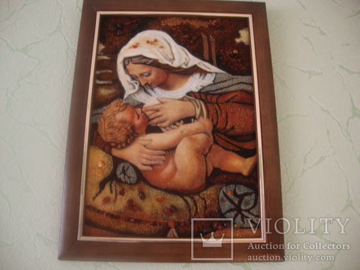 Икона из янтаря Кормящая Богородица №2, фото №3