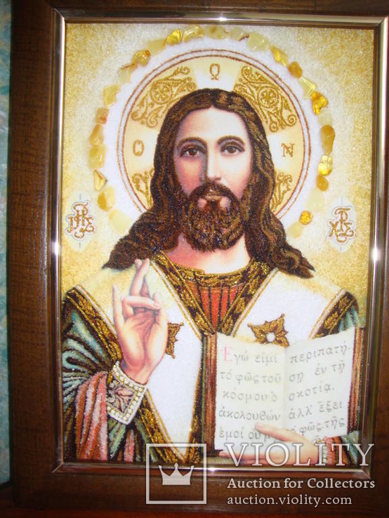 Икона из янтаря Спаситель, фото №3