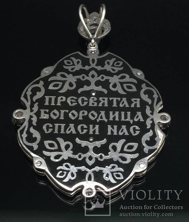 Кулон-ладанка, родированное серебро, цирконы, фото №3