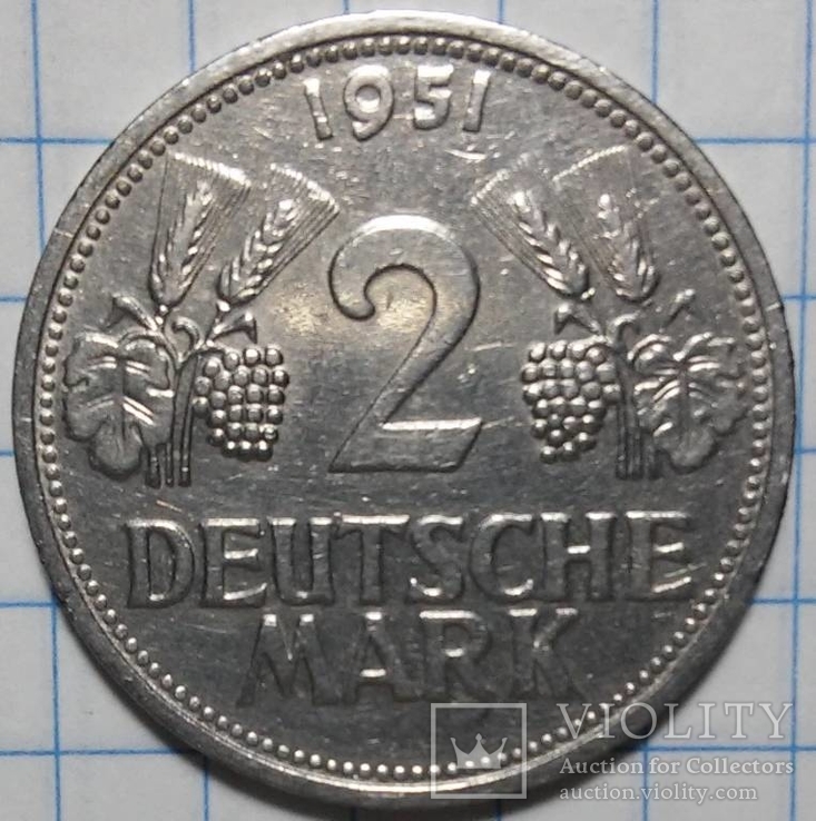 Германия 2 марки 1951 G, фото №2