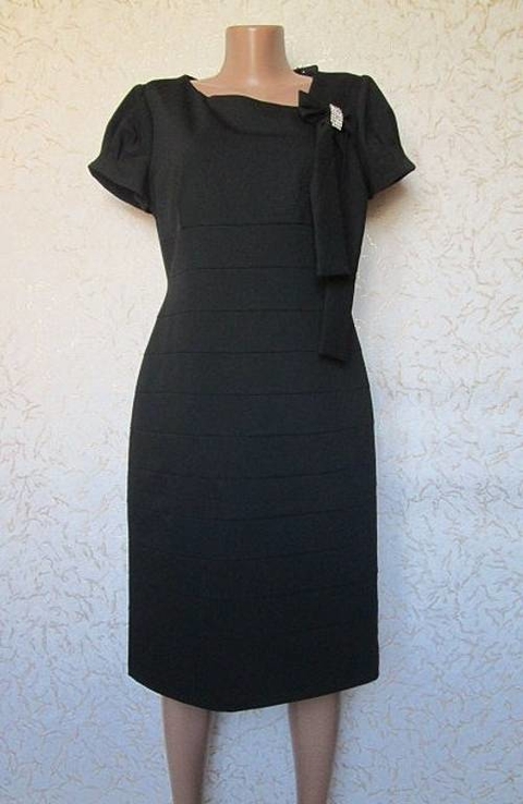 Чёрное платье для официального случая по фигуре короткий рукав р 48 Турция, фото №2
