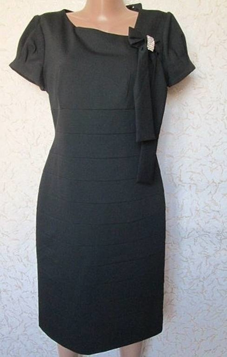Чёрное платье для официального случая по фигуре короткий рукав р 48 Турция, фото №4