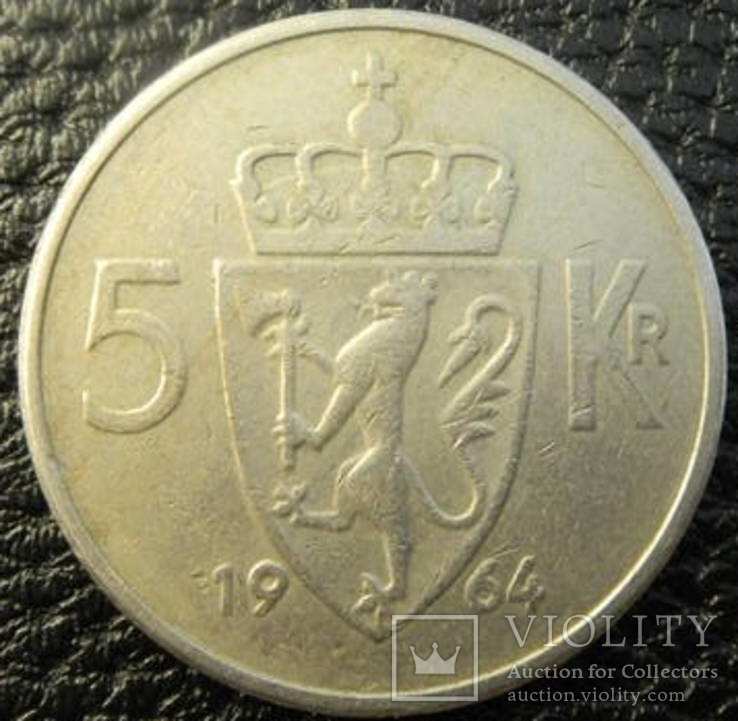 5 крон Норвегія 1964, фото №2