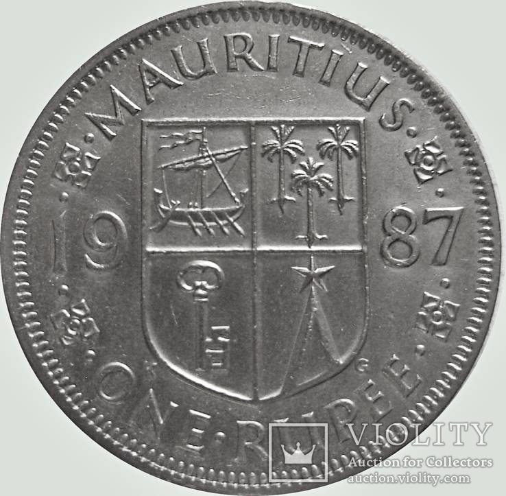 128.Маврикий 1 рупия, 1987 г