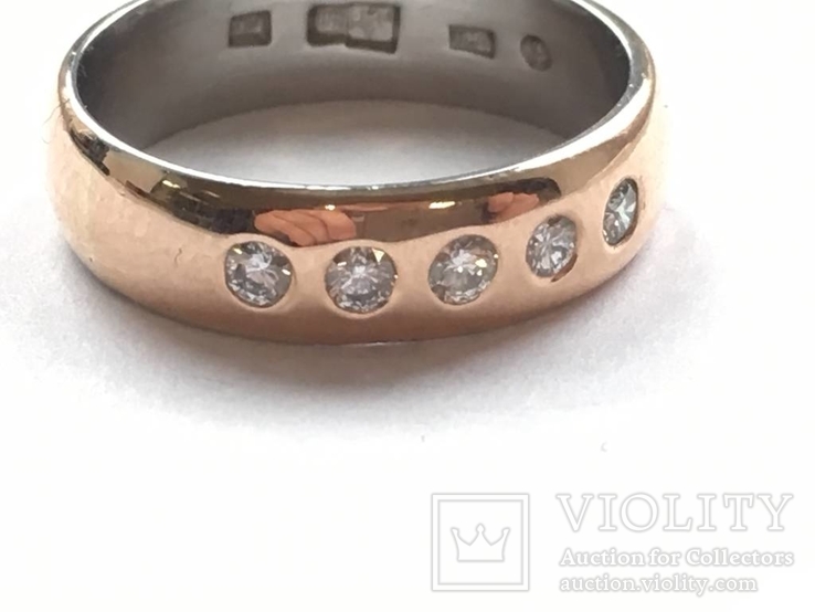 Платиновое и золотое кольцо с бриллиантами  СССР биметалл, фото №3
