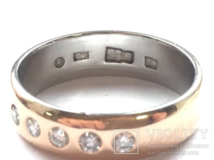 Платиновое и золотое кольцо с бриллиантами  СССР биметалл, фото №5