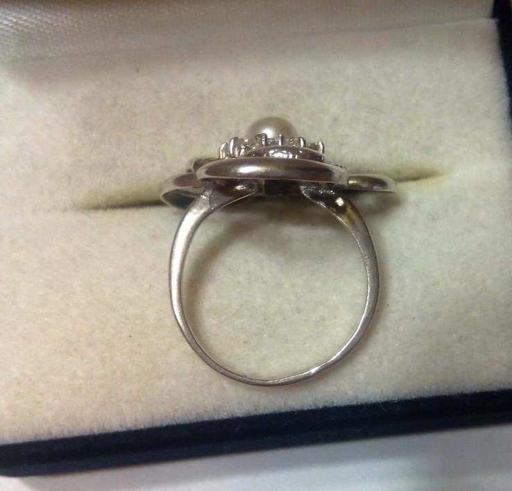 Серебряный перстень с культивированным жемчугом, фото №7
