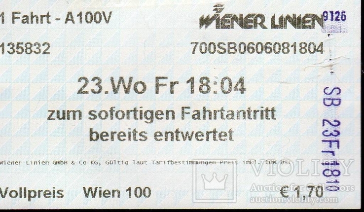 Билет на Венский городской транспорт Австрия XF см.описание, фото №2
