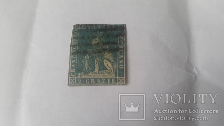 Почтовая марка княжества Италии Тосканы 1851г 2гр.