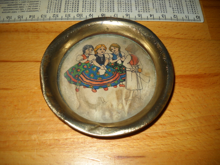 Антикварная латунная тарелочка., фото №2